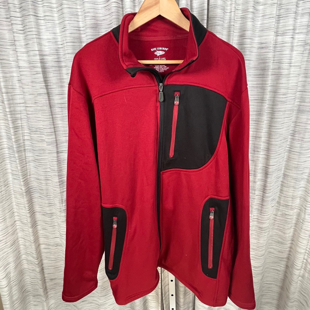 Reel Legends Fleece Jacket Red Size Large Full Zip Outdoor Excellent